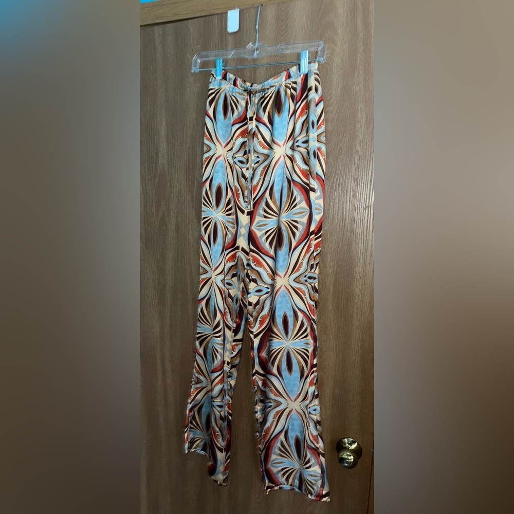 Zara, small, silky multi colored patterned pants